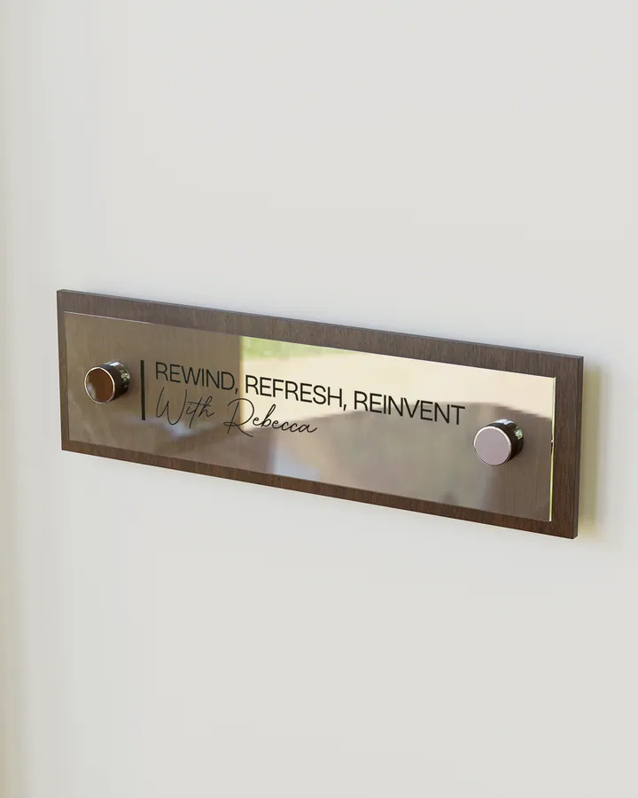 Clinic door plaque - Rewind, Refresh, Reinvent